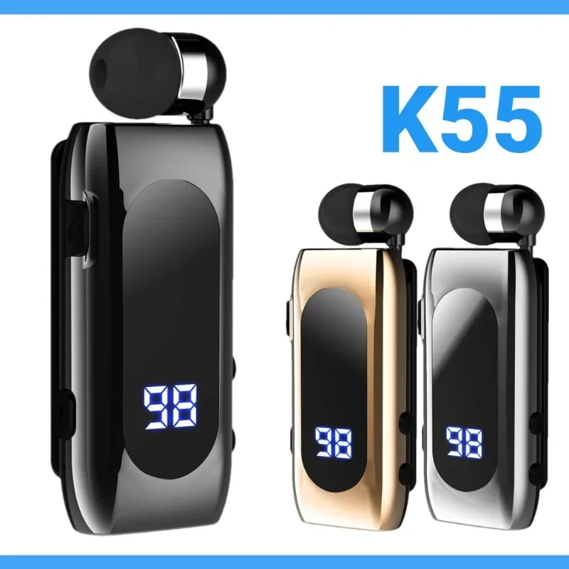 אוזניית K55 Lavalier אלחוטית – Bluetooth 5.0, טעינה מהירה, רטט והתראות, חיבור כפול