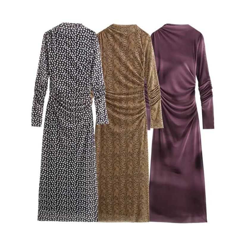 שמלת מקסי עם שרוולים ארוכים ונקודות פולקה לנשים עם פרטים מנוקדים בסגנון אלגנטי לאירועים קז'ואליים וחצי רשמיים - AliExpress 200000345